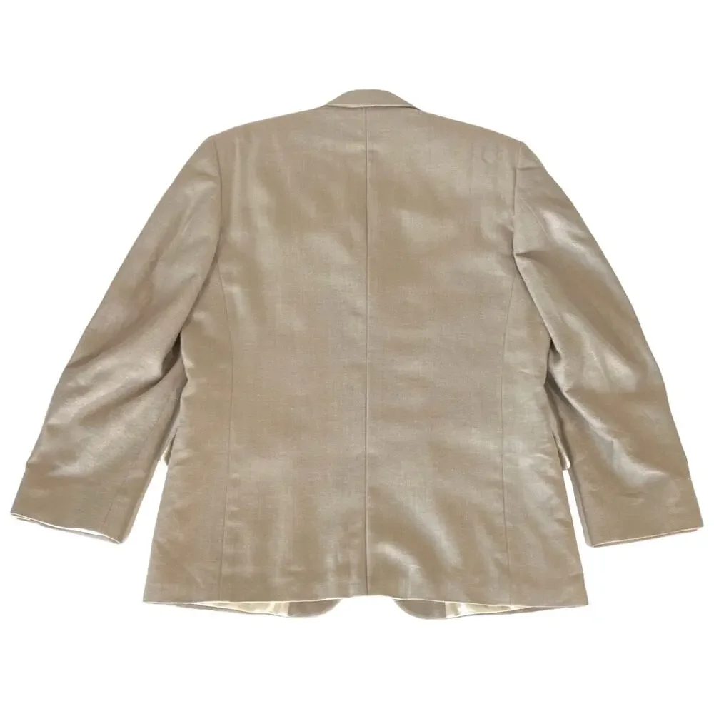 Oscar de la Renta Men’s Beige Silk Wool Blazer Jacket Sports Coat 3-Button 42S